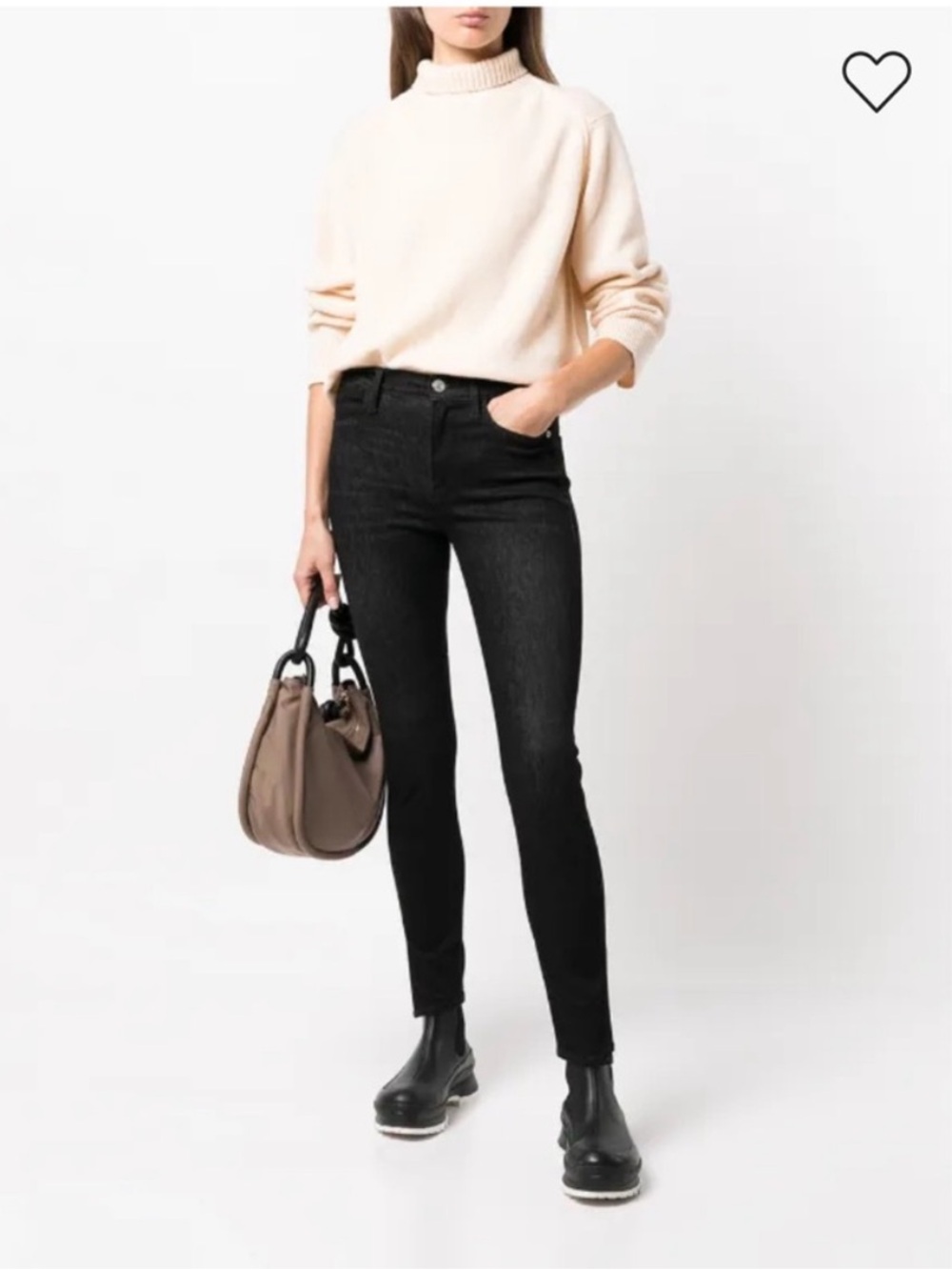 Frame denim Le high skinny in black frayed hem style LHSKRC403 size 25